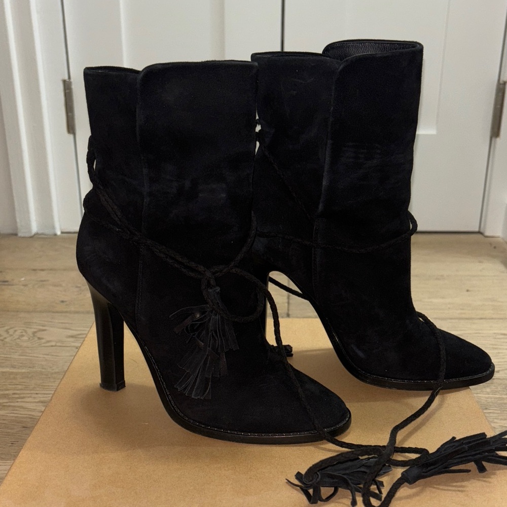Joie Black Suede Heeled Boots